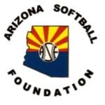 Logo of the Arizona Softball Foundation featuring state outline and softball.